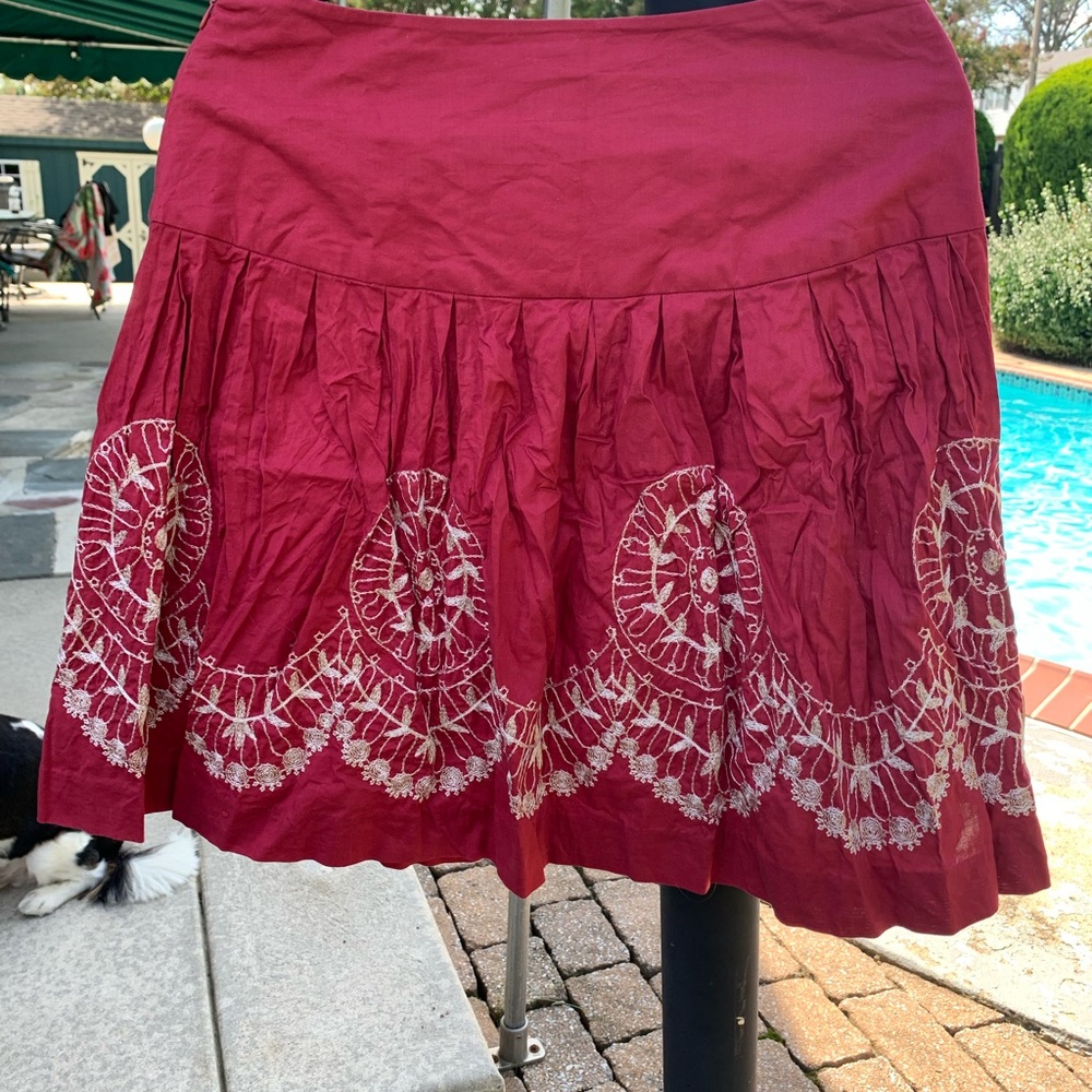 Elegant maroon Embroidered Skirt - Picture 5 of 7